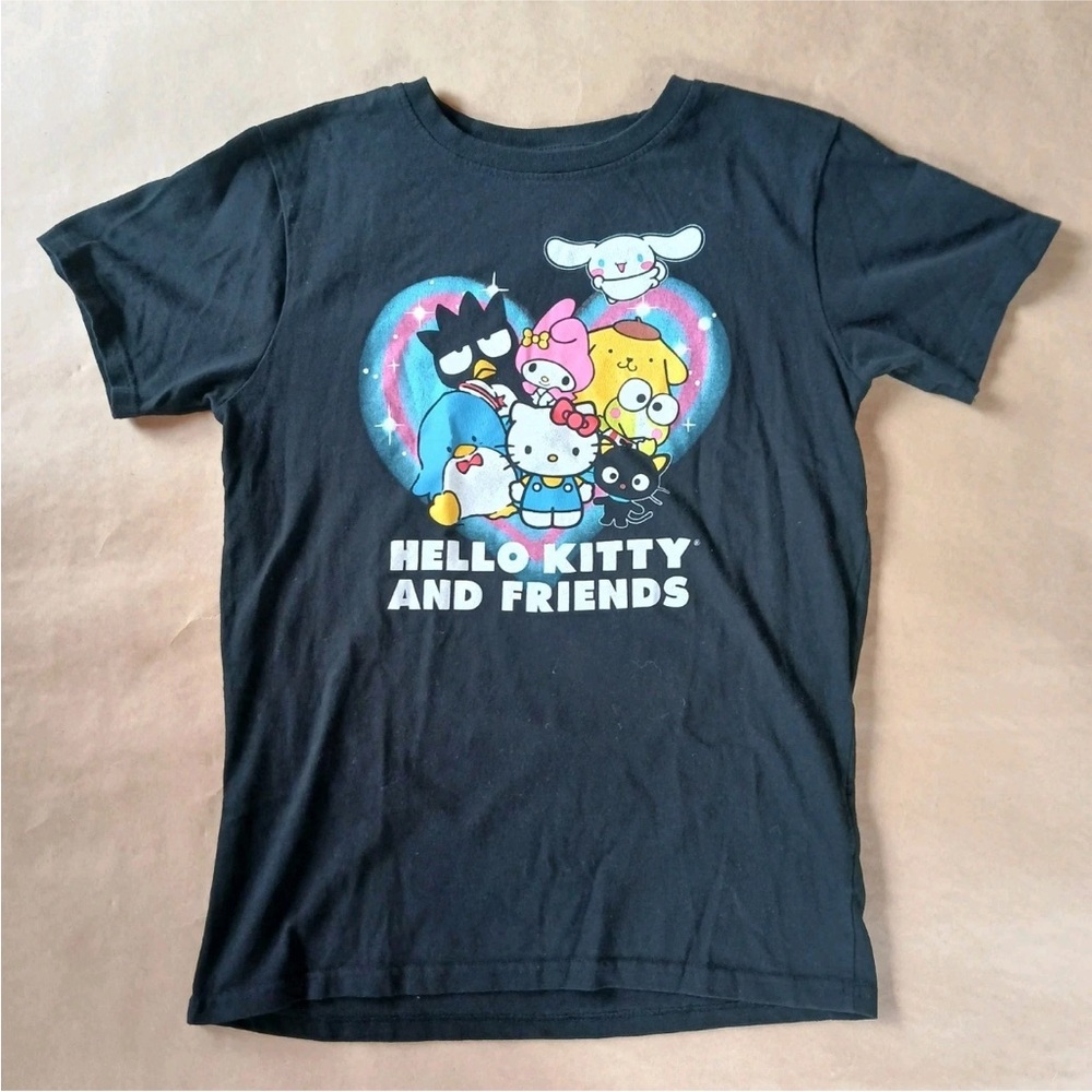Hello Kitty & Friends T Shirt Medium Black Sanrio Graphic Tee Top Kawaii Cute